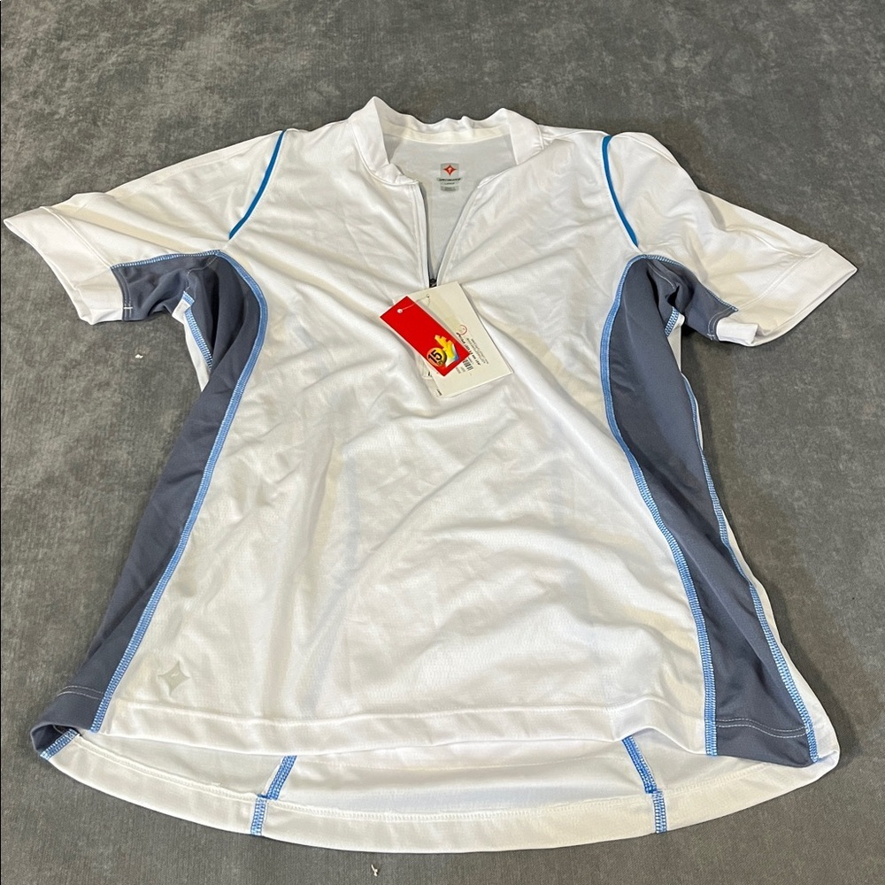 Specialized Cycling Jersey Short Sleeve Quarter Zip White Blue Size Large NWT